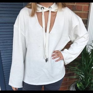 White cut out sweatshirt. Boutique style